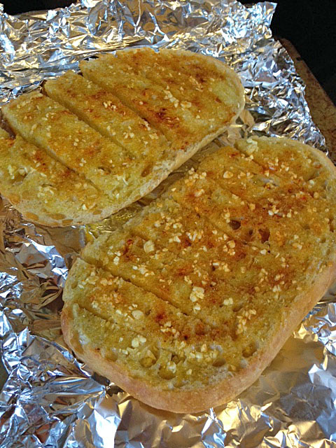 Crispy garlic bread fresh from the oven!