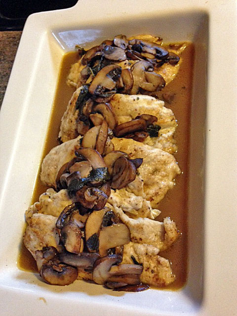 Chicken marsala with mushrooms and sage